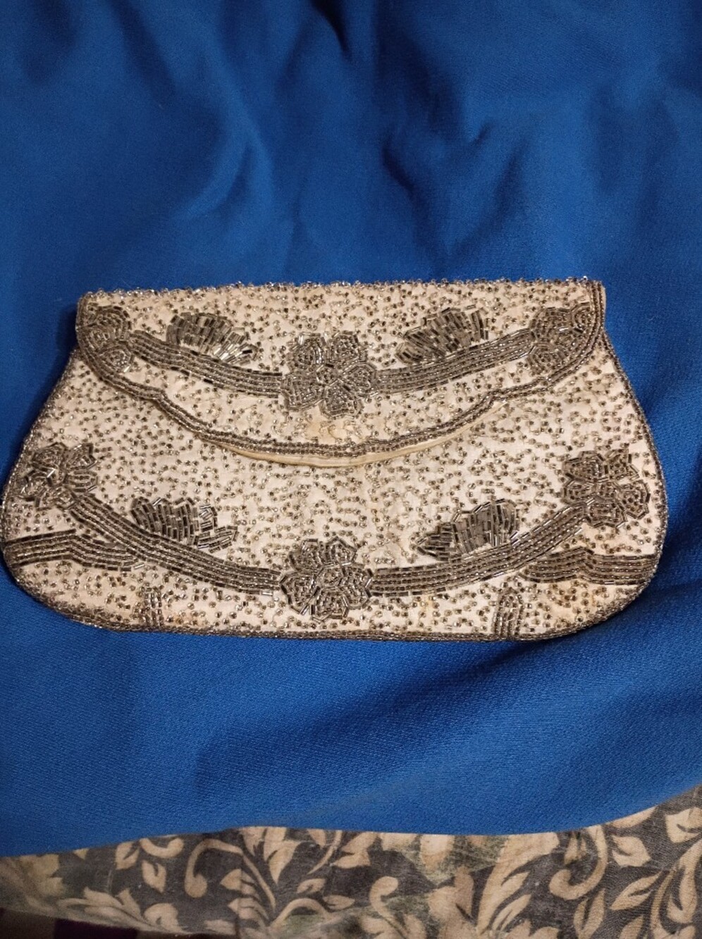 Vintage Beaded Ivory Evening Clutch